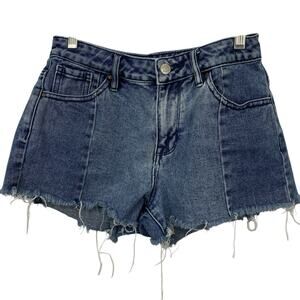 Pacsun High Rise Jean Shorts Women Size 25 Mineral Wash Blue Denim 3" Cut Off